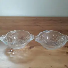 花柄 ガラス ボウル 鉢 2個セット 曽我ガラス SOGA GLASS レトロ