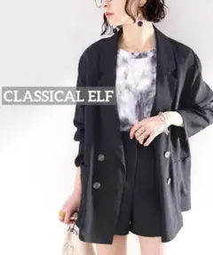 k0768 CLASSICAL ELF シアー素材テーラードジャケット　ブラック
