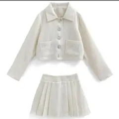 ジャケットxプリーツミニスカートツイードセットアップ[ta203]