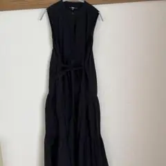 UNIQLO C 黒 ノースリーブ ロングシャツワンピース M