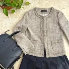 グリーンレーベルリラクシング　ノーカラーツイードジャケット　Mサイズ