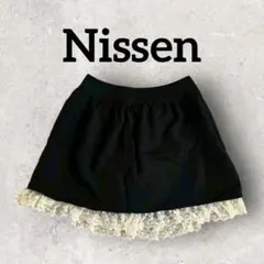 Nissen レースショートパンツ キュロット スカパン フレア (F)ブラックのサムネイル