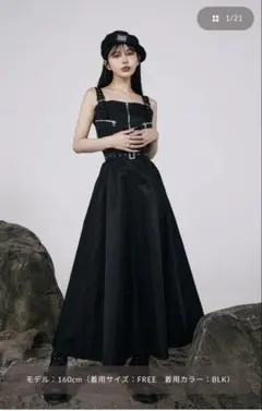ノースリーブ ロングワンピース ブラック
