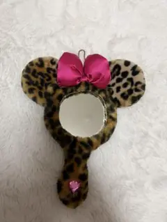 ヒョウ柄 ミニー　ミラーキーホルダー