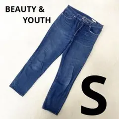 BEAUTY & YOUTH デニムテーパードパンツ S ブルー 5ポケット 春
