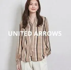UNITEDARROWSTOKYO綿麻ストライプフレンチキャップスリーブブラウス 