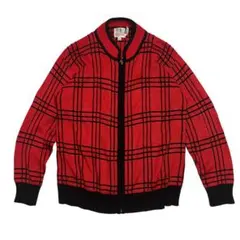 【1990s】ビンテージ　ニットカーディガン　デザイン　総柄　ジャケット　古着