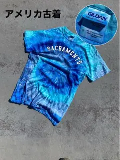 アメリカ古着 タイダイ Tシャツ ビンテージ ブルー ギルダン S