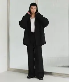 soerte セットアップ上下 黒 オーバーサイズダブルブレストジャケット