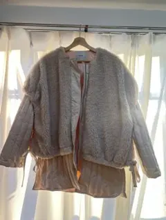 :CLANE ボアベストレイヤードキルティングダウンコート