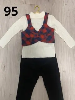 【新品】チェック柄　長袖カットソー　95