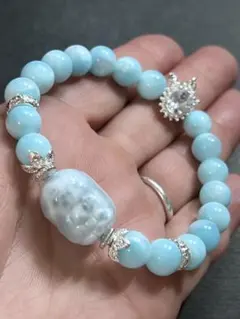 〖D482〗ブルーカルセドニー 九尾パーツ デザインブレスレット D482〗ブルーカルセドニー 九尾パーツ デザインブレスレット - メルカリ