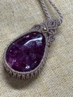 マクラメネックレス　レピドライト