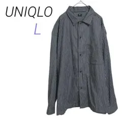 UNIQLO【L】メンズ ストライプ長袖シャツ