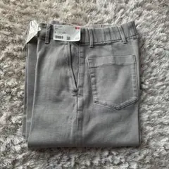 【新品未使用】UNIQLO❤️グレーワイドトラウザージーンズS