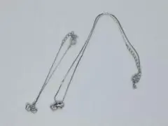 シルバー ダブルハート型ネックレス+アンクレットの2点セット