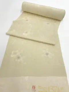 小千谷縮　小千谷 オフホワイト地に雪輪文様 麻100%　織田工房　マンガン 小千谷縮 小千谷 オフホワイト地に雪輪文様 麻100% 織田工房 マンガン