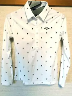 Callaway 長袖ポロシャツ ホワイト 小さなティーとボールの模様