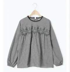 Samansa Mos2 サマンサモスモス 胸元スカラップ刺繍ブラウスギンガムのサムネイル