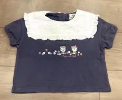 ドキンちゃんコキンちゃん　レース襟付きTシャツ　90cm ネイビー