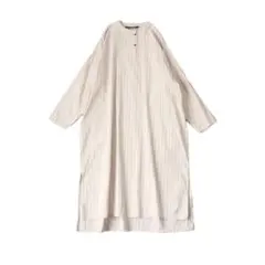 mizuiro ind ストライプスタンドカラーロングシャツワンピース