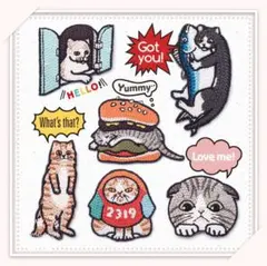 【CX09】刺繍アイロンワッペン　ねこ　最後4枚　訳ありセール　刺繍たっぷり