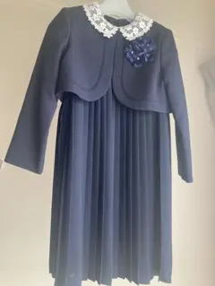 ネイビー フォーマルドレス レース襟