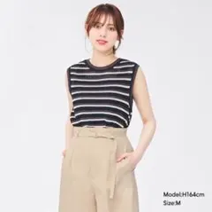 GU ジーユー 透かし編みボーダーセーター M