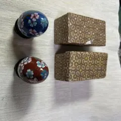 クロワゾネエッグ 中国の伝統工芸品七宝焼 卵型 置物 2個セット 専用箱付き