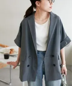 DISCOAT テックリネン半袖シャツジャケット グレー 未使用品