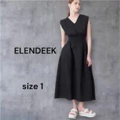 最終値下げ！【ELENDEEK】ジャガードタック ワンピース 綿100% 黒のサムネイル