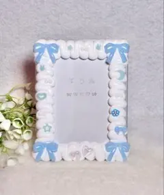 トレカケース ホイップデコ B8 硬質カードケース水色 白 リボン ハート