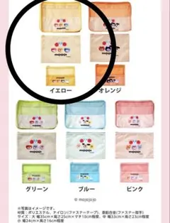 イオン　mojojojo モジョジョジョ　　トラベルポーチ　３点セット　イエロー