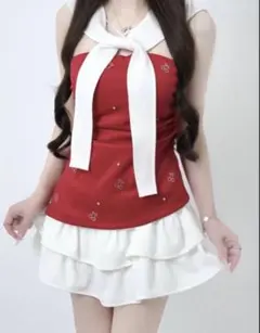 トップス Lumignon Cherry scarf peplum top andmary Lumignon Cherry scarf peplum top【レッド】 - メルカリ