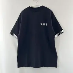 VANS Tシャツ　半袖　ブラック　チェッカーフラッグ柄　ビッグロゴ