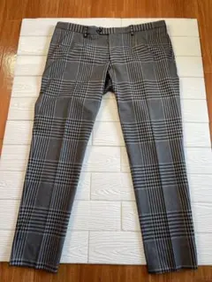 仕事用ビックサイズ　パンツ　ZARAグレー チェック柄 スリムフィットスラックス
