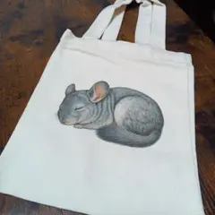 チンチラ　トートバッグ　レトロ　小物入れ　雑貨　化粧　24×20cm