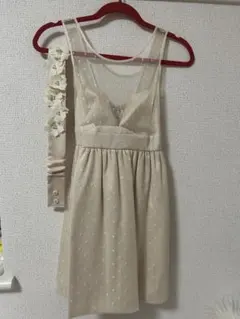 WILLSELECTION ベージュ ドット柄 ノースリーブワンピース