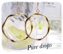 ゴールドウェーブフープピアス ゴールド ハンドメイド イヤリング他