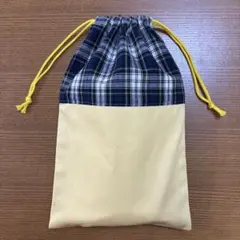 【匿名配送】32.5×20 チェック柄　巾着袋　体操服袋 　給食袋入園入学