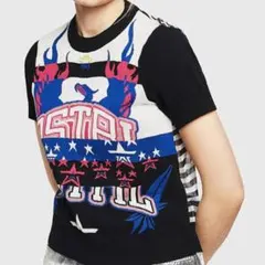 DIESEL リバーシブル ジャガード プルオーバー シースルー切替 半袖ニット