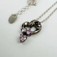 美品　ヨンドシー　ピンクシルバー　ハート型シルバーネックレス　アクセサリー　ロゴ