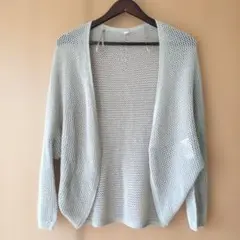 【UNIQLO】グレー メッシュ編み カーディガン 長袖