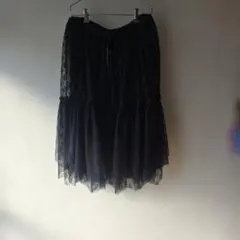 as knowas 黒 レース フレアロングスカート ショートパンツのサムネイル
