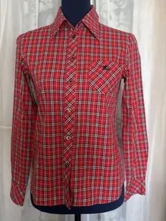 バーバリー　ブルーレーベル 赤 チェック柄 長袖シャツ