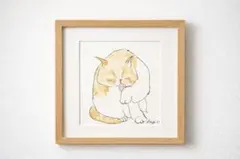 【原画】まるく眠る猫｜エキゾチックショートヘア｜アルコールマーカー｜手の平サイズ