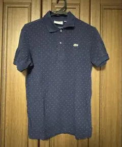 【美品】LACOSTE ネイビー ドット柄 ポロシャツ