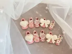 現品】ネイルチップ♡ピンク 量産型地雷韓国ワンホンイニシャル
