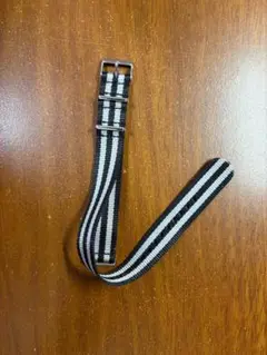 20mm NATO ベルト ブラック シルバー ストライプ 時計バンド