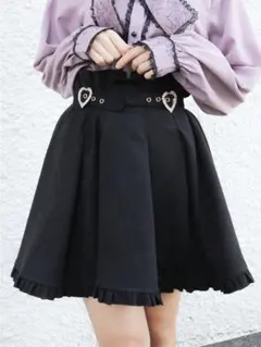 ROJITA 裾フリルハートビジュバックルスカート 黒